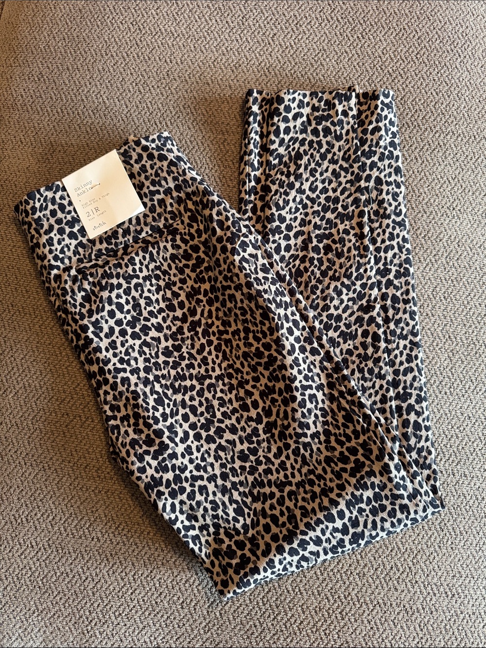 NWT Leopard Print Stretch Pants - Black and Beige